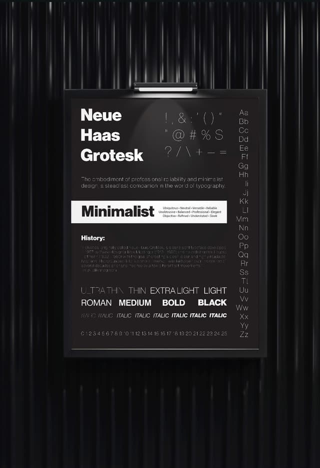 A black tin wall with a mockup of my fcc typeface poster.